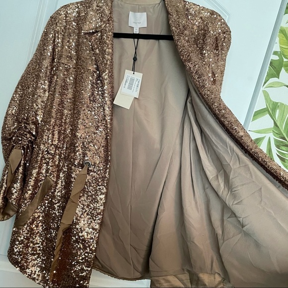 Cinq à Sept Mathieu Sequin Jacket pewter gold XS - Picture 6 of 11